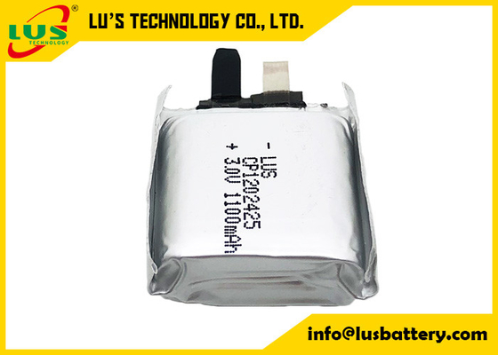 CP1202425 Pouch Lithium Manganese Battery 3V 1100mah Ultra Thin Cell For PCB Mounting