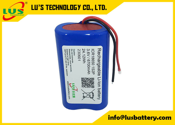 1S2P Li Ion Rechargeable Battery Pack ICR18650 INR18650 Li-Ion Battery 3.7v 3.6V 6700mah Lithium Battery Pack