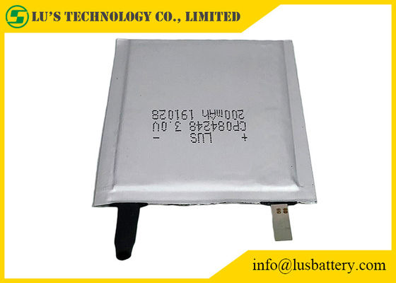 200mah Flat Lithium Battery CP084248 3.0v For Medical Solution