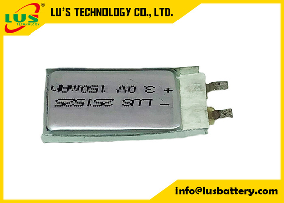 Flat Lithium Manganese Dioxide Battery CP251525 3.0v 150mah Li Po Ultra Thin Battery