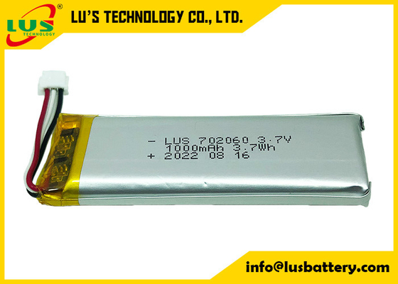 High Temperature Li Poly Battery 3.7V LP702060 1000mah Lithium Ion Battery For Car Tracker