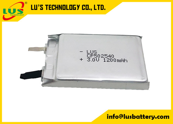 Non-Rechargeable CP502540 Thin Film Li-Ion Battery 3V 1200mAh CF502540 Thin Film Primary Lithium Battery
