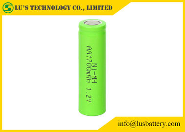 Flat Top Green Color 1.2 V Rechargeable Battery AA1700mah Low Internal Resistance