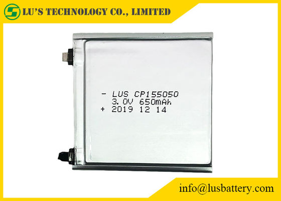 Tabs Terminal 650mah LiMnO2 Battery 3v Cp155050 Thin Cell For SMT PCB