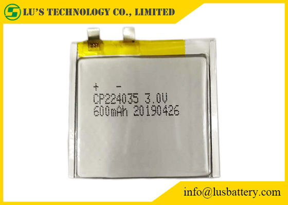 550mah Ultra Slim Battery CP224035 3.0V Thin Lithium Battery For Alarm Systems