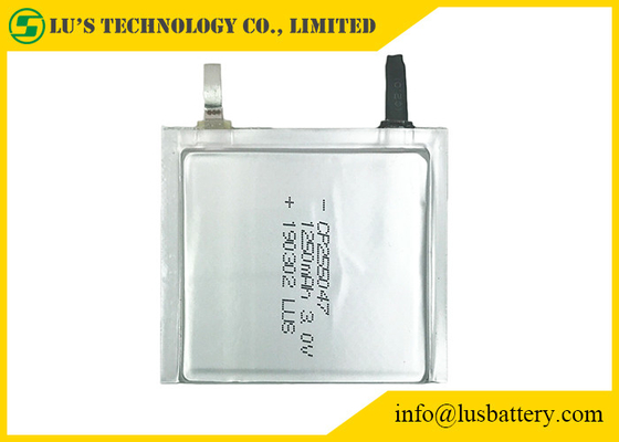 Soft LiMnO2 Battery CP255047 3.0v 1250mAh Customized Terminals For ID Card