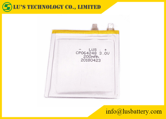 3.0V 200mah Ultra Thin Cell RFID CP064248 Cutomized Connector Limno2 Battery