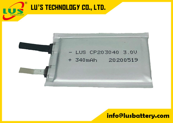 Limno2 Prismatic Lithium Polymer Battery 3V 340mAh CP203040 For Medical Devices