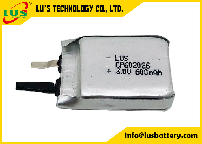 LiMnO2 Ultra Thin 3.0v CP602026 600mah Non Rechargeable Lithium Battery For RFID Active Tag