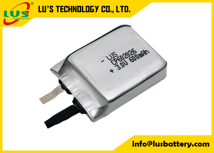 LiMnO2 Ultra Thin 3.0v CP602026 600mah Non Rechargeable Lithium Battery For RFID Active Tag
