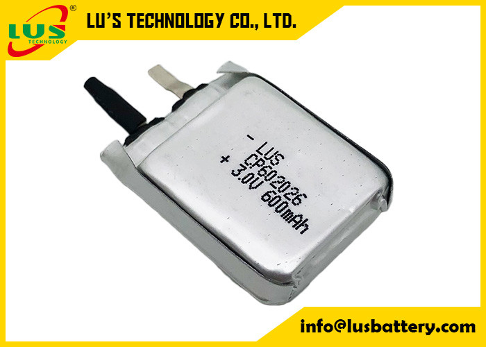 LiMnO2 Ultra Thin 3.0v CP602026 600mah Non Rechargeable Lithium Battery For RFID Active Tag