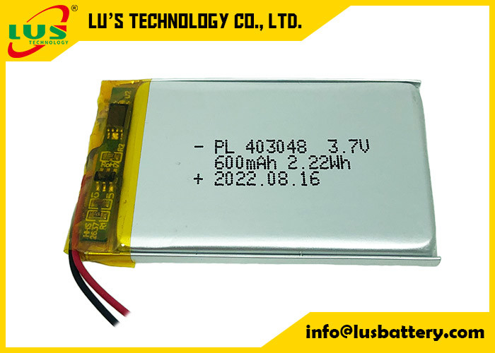 LP403048 Li Polymer Battery 3.7V 600mAh Li Ion Battery For Smart Device