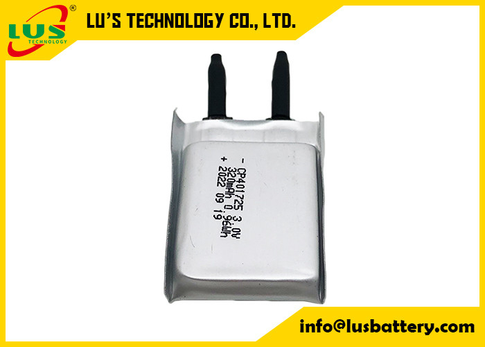 3.0V Thin Flexible Battery CP401725 320mah Ultra Slim Batteires For Smart Cards