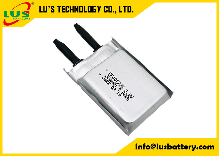 3.0V Thin Flexible Battery CP401725 320mah Ultra Slim Batteires For Smart Cards