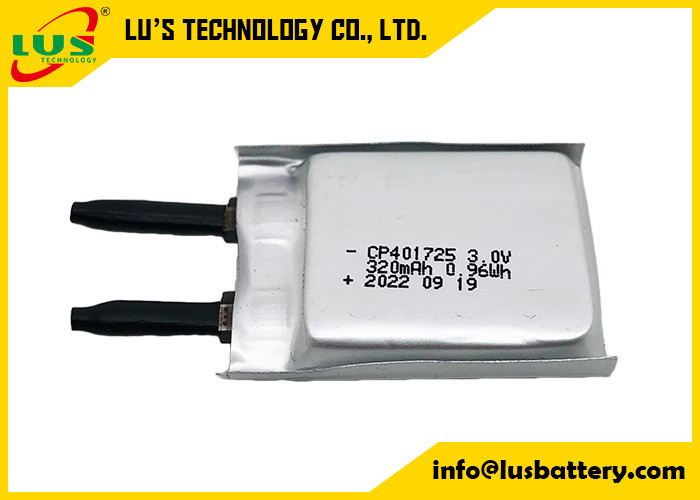 3.0V Thin Flexible Battery CP401725 320mah Ultra Slim Batteires For Smart Cards