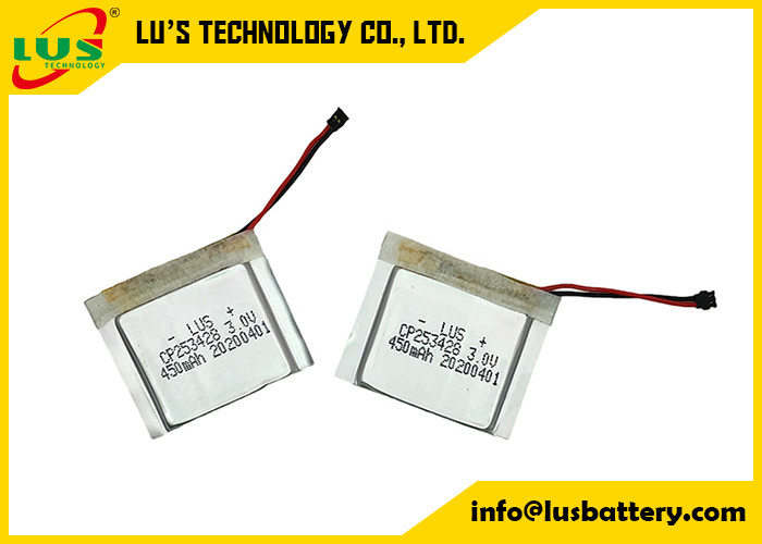 Customized Limno2 Pouch Cell Battery CP253428 3.0 Volt 450mah Primary Li Battery For Tag