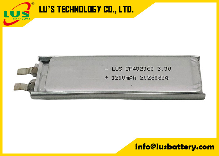 Limno2 Pouch Cell CP402060 3.0 Volt 1200mah For CMOS Battery With 10 Years Shelf Life