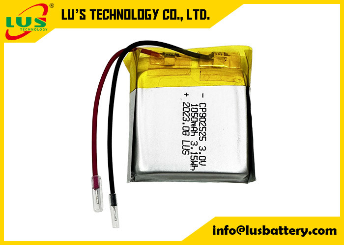 CP902525 Lithium Manganese Dioxide 3V Pouch Battery 3.0v 1050mah CP1002525 Non-Rechargeable Thin Batteries