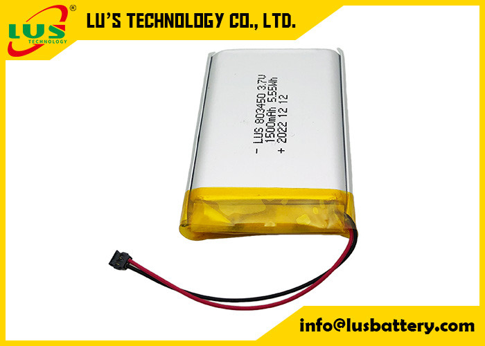 Lithium Polymer Battery 1500mAh 5.55Wh LP803450 1500mAh 3.7V Rechargeable Li-Polymer Battery LP803450