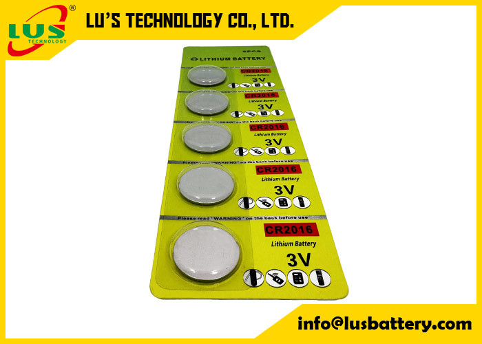 Lithium Button Cell CR2016 Supplies 3V Lithium Coin Cell Battery CR2016 5 Pcs Blistcard Pack