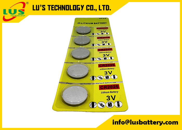 Pack of Five 2025 3 Volt Lithium Coin Batteries IEC CR2025 Replacement for: 280-205, 5003LC, BR2025, DL2025, ECR2025