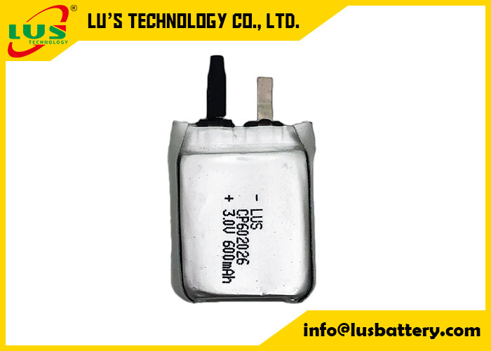 3v 600mah Non-Rechargeable Limno2 Battery Ultra Thin Cp602026 Battery LI-MnO2 CP602026 600MAH CP Cell