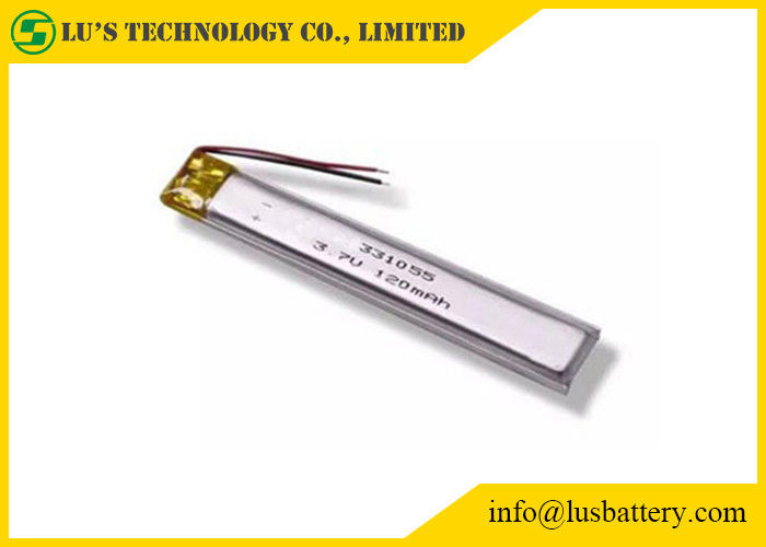 3.7v 120mah Rechargeable Lithium Polymer Battery  LP331055 Silver Color